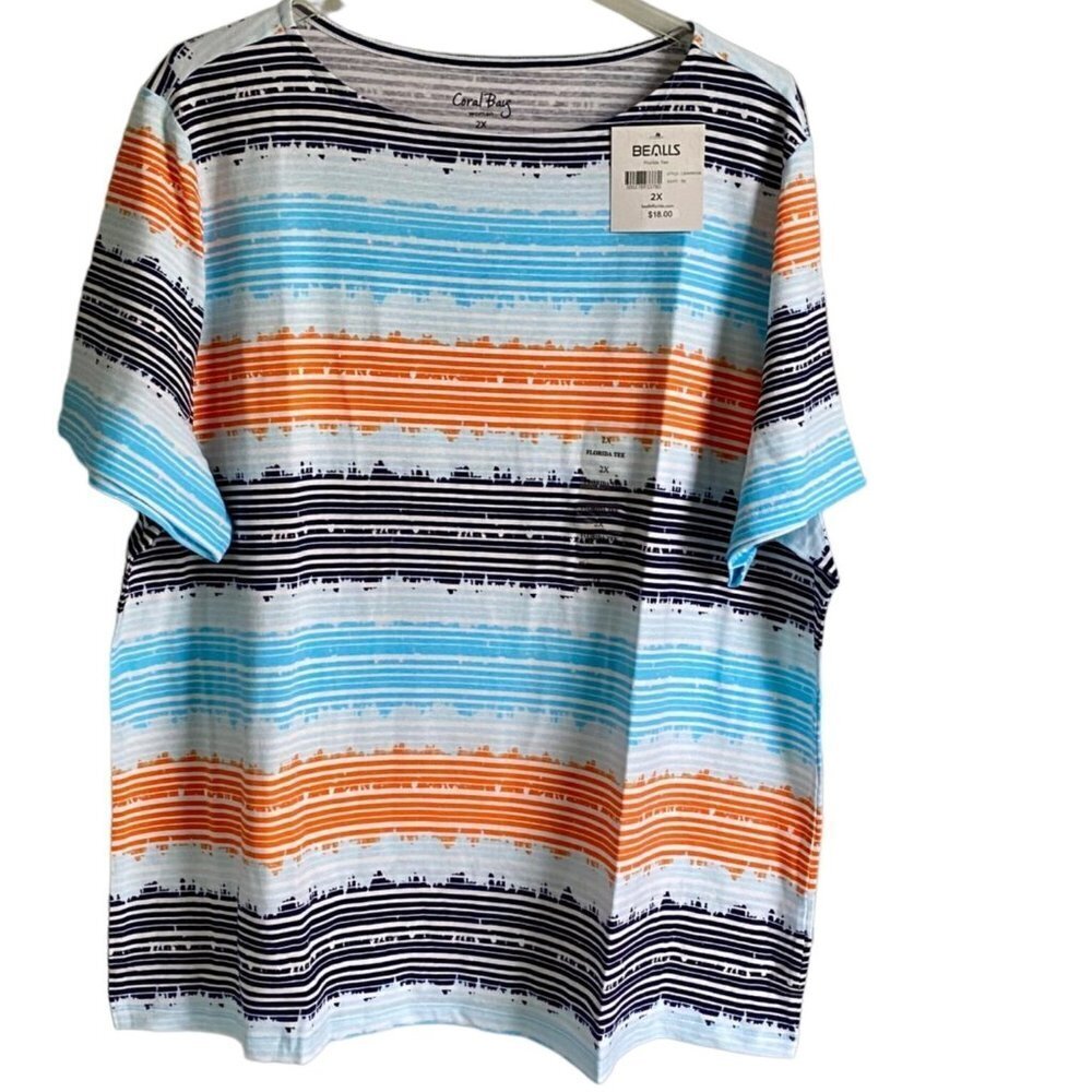 Coral Bay Short Sleeve Florida Tee Women's 2X NEW New with Tags